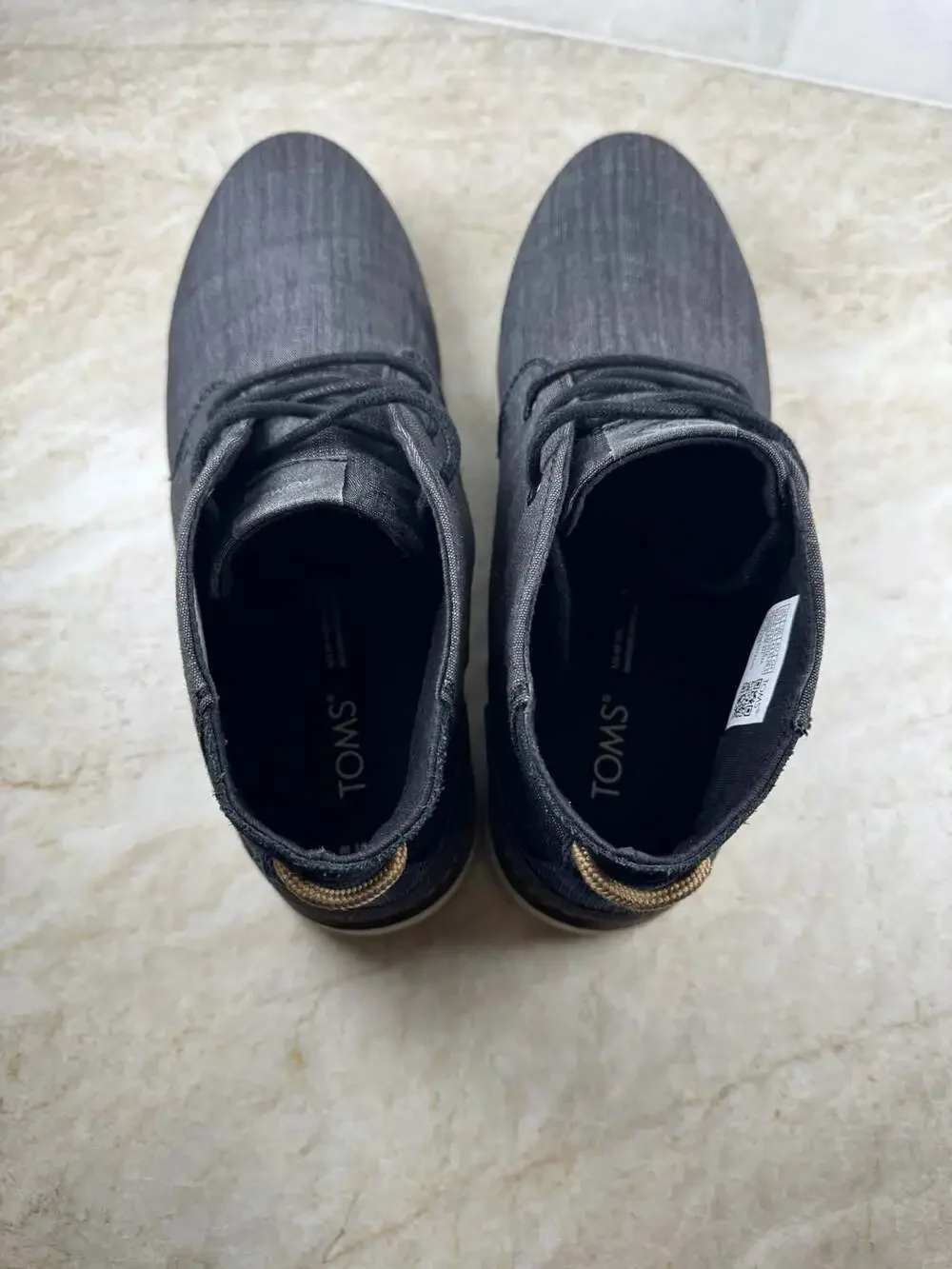 TOMS Navi Chukka Boots Men’s 10.5 Black Crosshatch Canvas Casual Lace Up